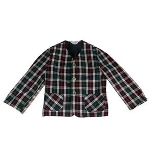 Vintage Hi Line Product 3T 4T Kids Plaid Blazer Jacket Green Red Button Pockets
